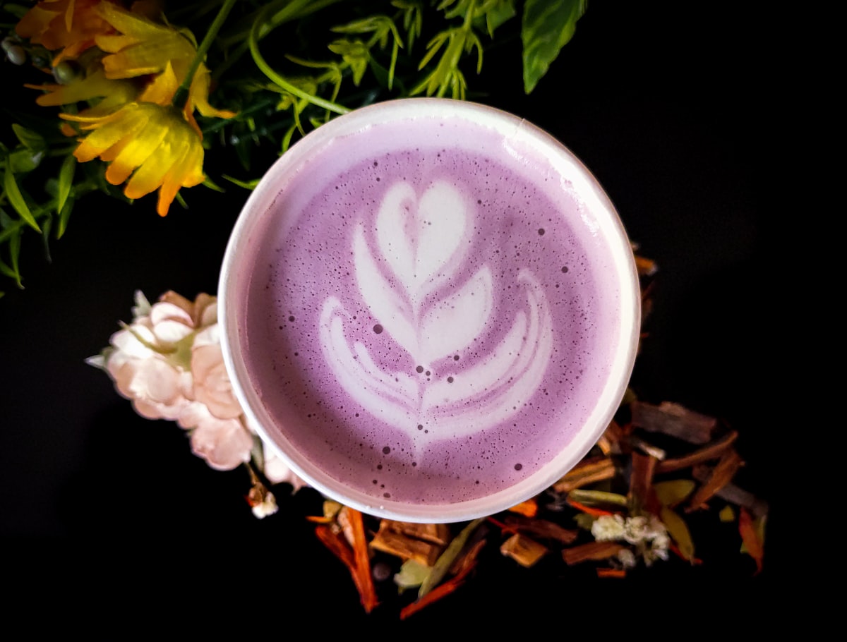 Hot ube latte
